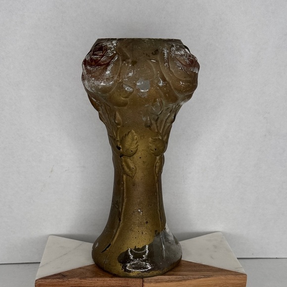 Antique Goofus Glass Vase 1900-1920 - Picture 3 of 10